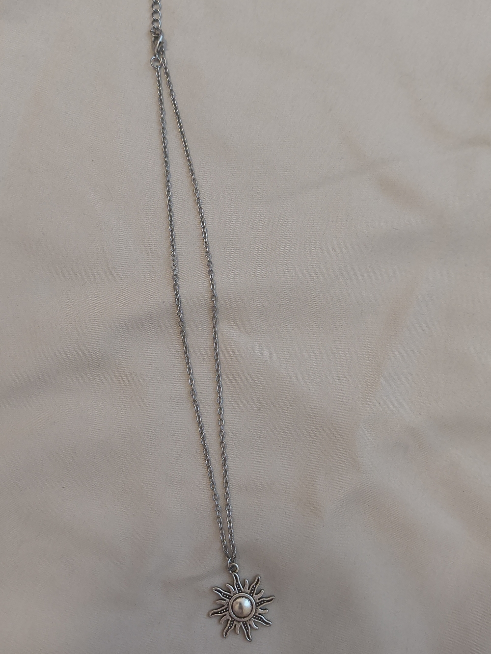 Silver Sun Pendant Necklace Dainty Thin Chain Boho